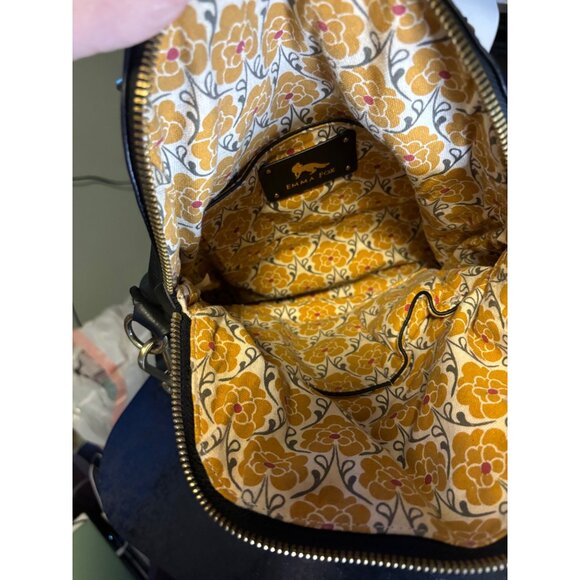 Emma Fox Black Leather Convertible Crossbody Handbag With Gold Accents - Picture 13 of 16